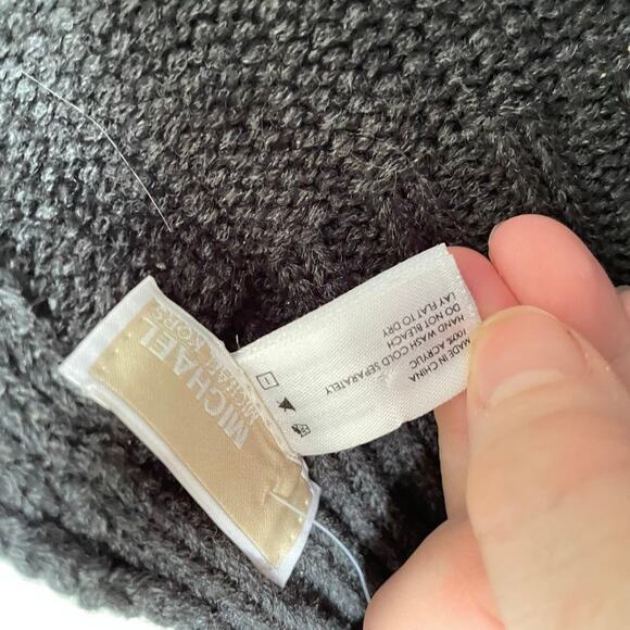 NWT Michael Kors Charcoal Gray w/Silver Studs Logo Scarf 72" x 8" - Picture 6 of 6